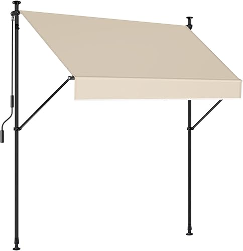 Toldo retráctil manual  Parasol para exteriores sin tornillos de 78 pulgadas  Cubierta de pérgola ajustable con protección UV  Toldo 100% poliéster
