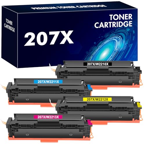 207X 207A Kompatibel für HP 207X 207A Color Laserjet Pro MFP M283fdw Toner M255dw M282nw M283fdn M255nw W2210X W2211X W2212X W2213X Multipack - Schwarz Cyan Gelb Magenta (Kein Chip, 4er-Pack)