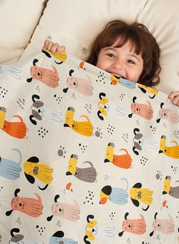 Image of FRESH FROM LOOM Rotary Printed Micro Fiber Comforter | Dohar | Quit | Single Bed | Double Weaved | Washable | Hypoallergenic Skin Friendly (Cream-Puppy | 60x90 Inches, Single Bed)