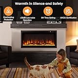 TANGZON 36"/91cm Electric Fireplace, Wall Mounted Recessed Freestanding Fireplace Heater with Log & Crystal Decor, 9 Flame Colors, 5 Brightness, Remote Control, 8H Timer & Thermostat, 750W/1500W - Image 7