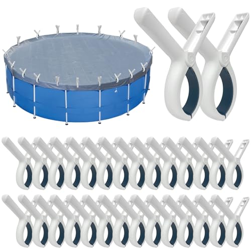 Zoketriton 28 PCS Pool Cover Clips 5 inch Large Clamps for Above Ground Pools Plastic Heavy Duty Windproof Pool Clips for Outdoor Above Ground Swimming Pool Cover