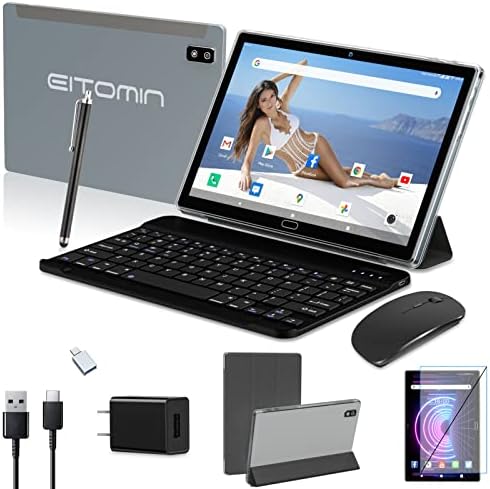 Android 11.0 Tablet 10 In,2 in 1 Tablet PC,4GB RAM 64GB ROM 256GB Expandable,Wi-Fi, Octa-Core Processor Google Certified Tablet with Keyboard 13 MP Camera 4G Cellular Dual Sim Tablet (2022 Metal Body)