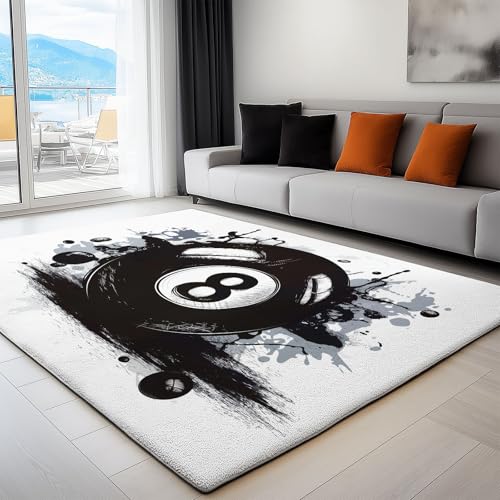 Tapis boule de billard 8 blanc 3D moderne antidérapant 80x150 cm - 4