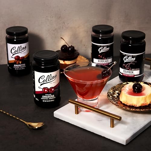 Collins Amaretto Cocktail, Wild Black Cherries in Amaretto-Infused Syrup, Natural Ingredients, Gourmet Garnish for Sours, Old Fashioneds, Desserts, and Baking, 13.4 oz Jar - Thumbnail 6