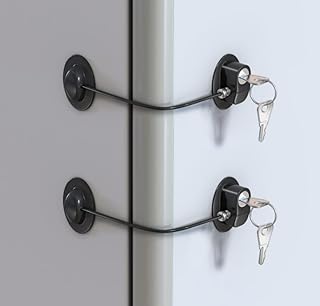 HavenHause Pack of 2 Refrigerator Fridge Lock - Child Safety Lock for Freezer, Cabinet, Drawers, Door - Black by