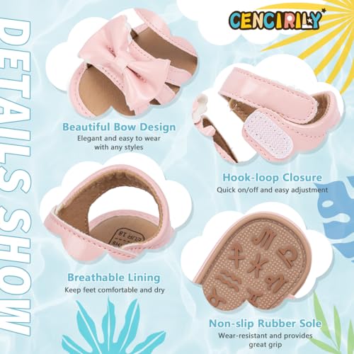 Image of CENCIRILY Infant Baby Girls Boys Sandals Summer Beach Outdoor Bowknot Soft Rubber Sole Toddler Princess Dress Flats Walking Shoes