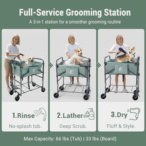 SILIJOY SILJOY Elevated Dog Bathtub, Adjustable Folding 3-in-1 Grooming Tub — view 4