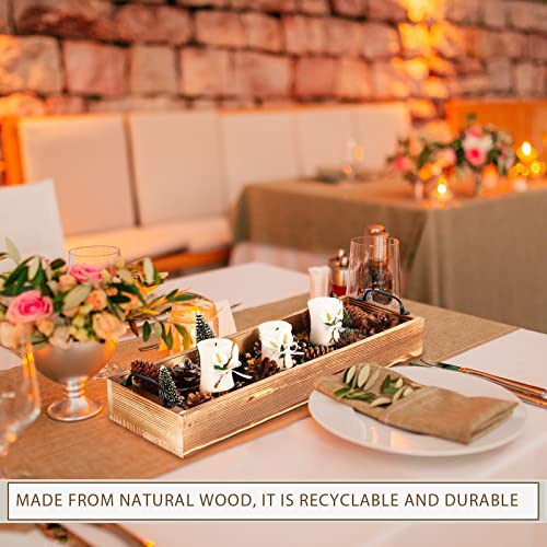2 Pack Rustic Wooden Serving Trays Rustic Wooden Long Serving Trays With Handle Rectangular Ottoman Tray For Home Room Coffee Table Farmhouse Serving Decoration (Wood Color) #TOP5