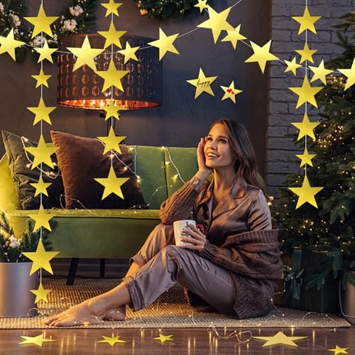 KEEPARTY 120 Peças Glitter Gold Five Star Recortes Papel Estrela Recortes Estrela Recortes para Quad