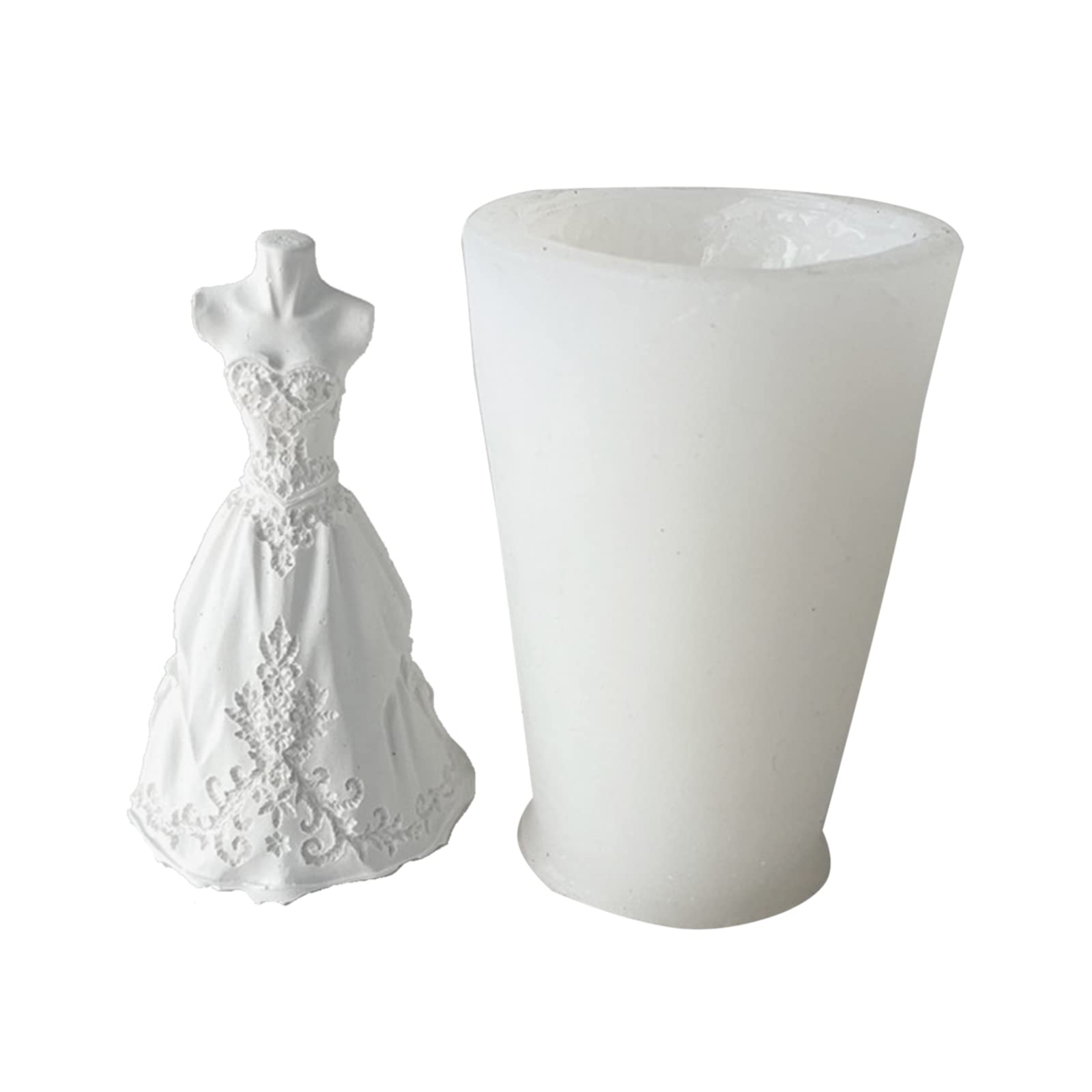 X-Institute 3D Bride Dress Silicone Mold Wedding Dress Resin Casting Mold for Epoxy Fondant Wedding Decorations