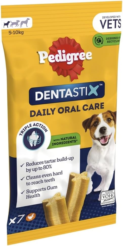 Pedigree DentaStix - Daily Dental Chews For Small Dogs (5-10 kg), 7 Sticks 110g Pack of 10