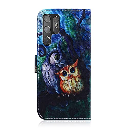 Memaxelus Compatible With Samsung Galaxy S22 Ultra 5G Phone Case Wallet Case With Kickstand Card Holder Slot Cute Animal Cover Luxury Pu Leather Phone Case For Galaxy S22 Ultra 5G Txc Oil Painting Owl #TOP2