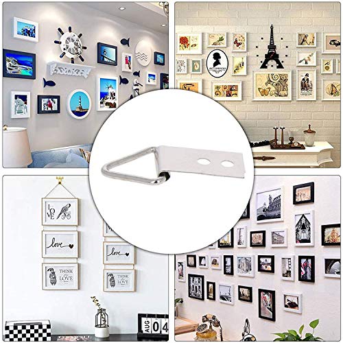 Image of MroMax 50PCS Ring Picture Frame Buckle 1.22 inch x 0.47 inch Silver Tone Assortment Kit for Home Decoration Picture Frames Photo Hanging Solutions