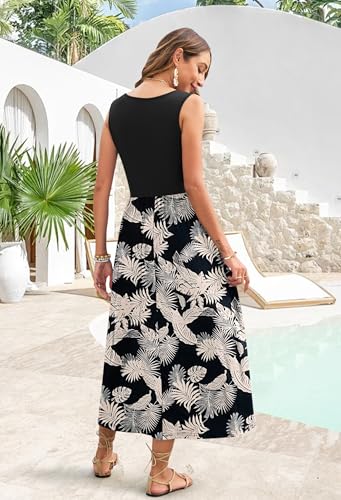 Image of WNEEDU Women's Summer Maxi Dress Casual Sleeveless Sundress