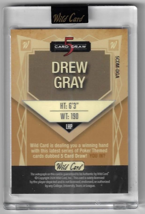 Drew Gray Autographed & Serial Numbered #2/5 RARE Crosslight Lazers Foil Orange Parallel 5 Card Draw Collectible Baseball Card - 2024 Wild Card 5 Card Draw Baseball Card #5CDM-DGA (Cubs)