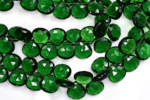 Perles briolettes cœur quartz vert émeraude pour vos ateliers bijoux faits main