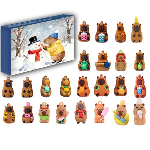 2025 Capybara Advent Calendar 24PCS Capybara Keychains Countdown Calendar Capybara