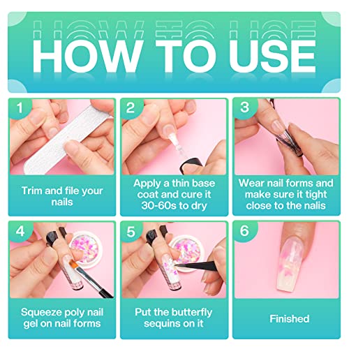 Morovan Poly Nail Gel Kit - 15Ml Poly Gel Nail Kits With Slip Solution Base Coat And Top Coat Starter Kit Nail Extension Gel Kit With Uv Lamp Poly Nail Gel Kit With Everything #TOP7