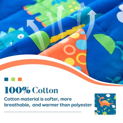 Sivio Weighted Lap Pad 3lbs, Cotton Weighted Blanket Sensory Weighted Lap Blanket Indoor Outdoor, 20 x 30 Inch, Blue Dinosaur