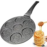 Amalindo Pancake Pfanne 26cm | 7 Loch Tiere Karikatur Pancakepfanne | Antihaft-Beschichtung | Pfannkuchenpfanne Induktion, Eierpfanne, Augenpfanne für Pancakes, Spiegelei, Pfannkuchen, Spiegeleipfanne