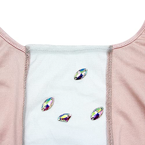 Women's Sexy See-Through Rhinestone One Piece Swimsuit Halter Mesh Hollow Out High Cut Tummy Control Bikini Bathing Suit Pink #TOP4