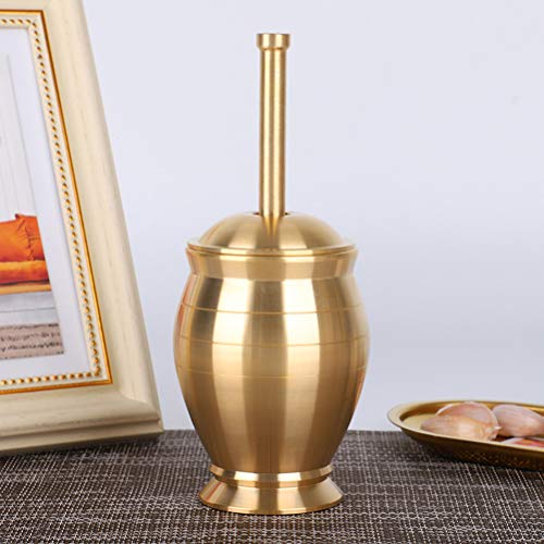 Healifty Herb Pounderbrass Mortar And Pestle Mixing Grinder Metal Durable Crusher Mortar-Grinder Set With Lid For Medicine Herbs Food Seasonings #TOP5