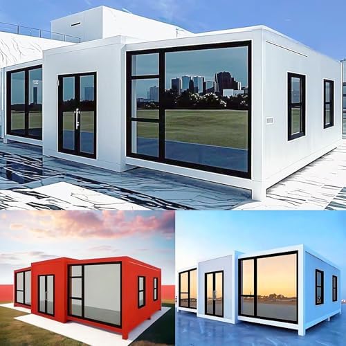 Prefab Tiny Homes for Sale - 40ft Prefabricated Foldable Portable Tiny House to Live in for Adults with 3 Bedrooms and 1 Full Luxury Bathroom & Kitchen, 20FT Mobile Small Modular Container Cabin Kit