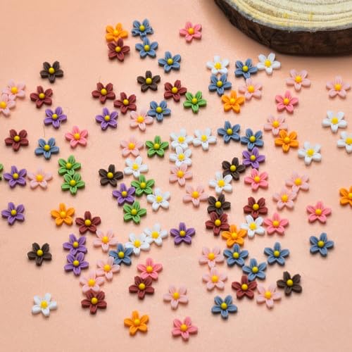 Image of 100PCS Mini Resin Daisy Flowers Dollhouse Mini Things Miniature Flowers for Crafts Tiny Things for Fairy Garden Dollhouse Micro Landscaping Decoration