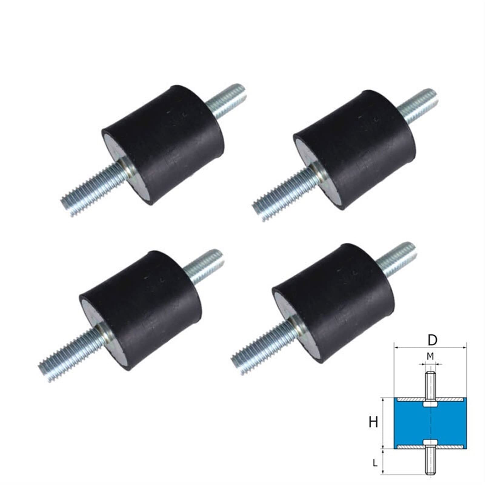 Soportes aisladores de Goma Aislador antivibración de Rosca Macho Doble M6 M8, 4 Uds., for compresores de Aire, Bomba de Agua, máquina de Soldadura, absorción de Golpes(Size:D30x H15 M8)
