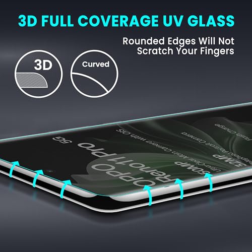 Image of FIRST MART Anti-Spy UV Tempered Glass for Oppo Reno 11 Pro & Reno 11 | 9H Curved Display Screen Guard, Fingerprint Compatible | Pack of 2