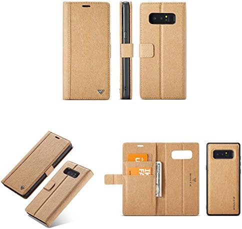 Esing Galaxy Note 8 Case, Environmental Water-Proof Paper Cases for Samsung Galaxy Note 8 Flip Folio Cover with ID&Credit Card Pockets 2 in 1 Detachable Slim Case (Brown)