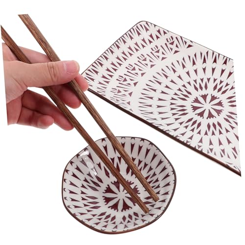 Sets de platos sushi estilo japonés cerámica y madera miniatura 5