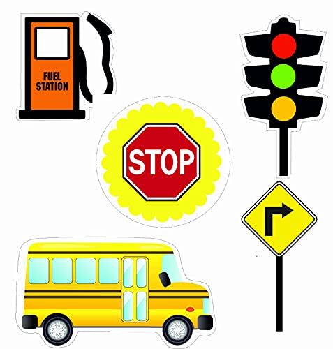 Image of Pretty UR Party Wheels on The Bus Theme Paper Cutouts for Birthday Parties, Wheels on The Bus Party Supplies decor, Rhyme Birthday Party Decoration, Cutouts for Rooms, Boards -Multicolour (10 pcs)