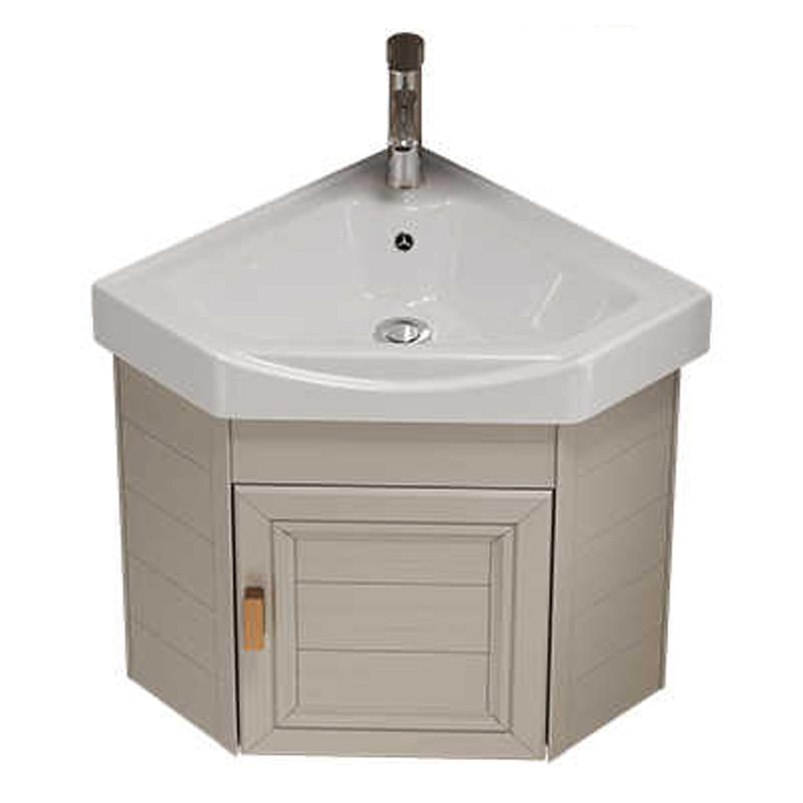 GLJTUO Corner Bathroom Vanity with Sink - Wall-Mounted Ceramic Corner Sink for Small Spaces ct Design with Hot & Cold Faucet Combo 38cm/15in Modern Bathroom Cabinet Set,One Color-48cm/18.9in