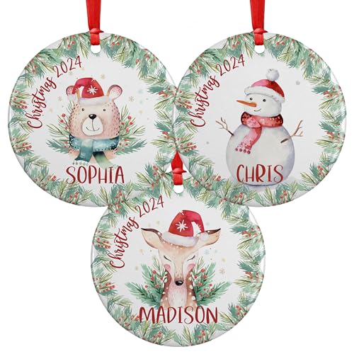 Personalized Kids Christmas Ornament w/Name & Date, 6 Design, Custom 3