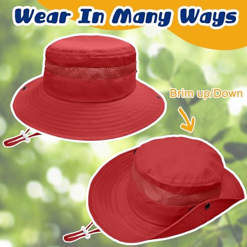 Image of Outdoor Kids Sun Hat for Boys Girls Wide Brim Mesh Bucket Hat UPF 50+ Sun Protection Breathable Summer Fishing Safari Hat