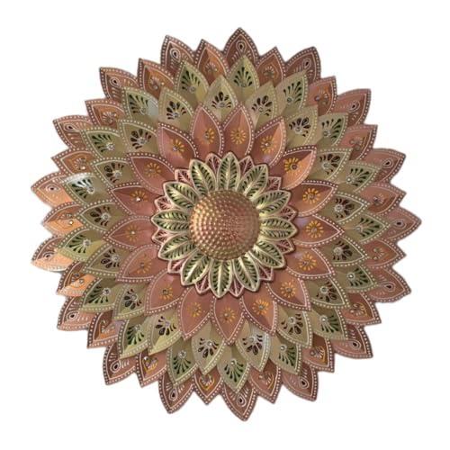 Image of SETHI AESTHETIC Metal Flower Wall Decor - Metal Wall Decor, Flower Wall Art, Decor item, Size 54X54 CM (Metallic Designer Brown)