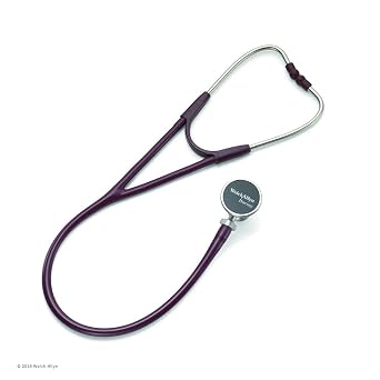 Welch Allyn Harvey DLX Adult Cardiology Stethoscope, Burgundy; 5079-326; Double-Head Chestpiece Diaphragm and Bell, Dual Lumen Tubing
