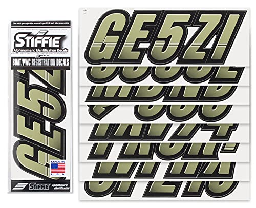 Image of STIFFIE Techtron Moss /Black 3 inch Boat & PWC Registration Decals • Numbers Letters Stickers