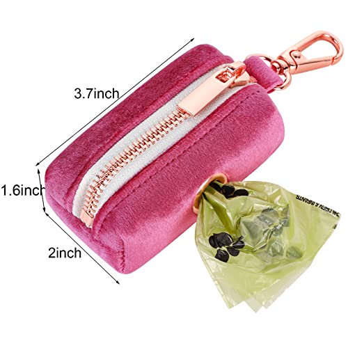 Image of ARING PET Dog Poop Bag Holder, Velvet Doggy Waste Bag Dispenser Attach to Any Leashes, Portable Washable Pet Waste Pouch Dispenser with Metal Zipper