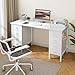 White Computer Desk with Drawers on Both Sides for Home Office, 55 inch Girls Teens Desks with Storage Writing Study Table for Bedroom, Makeup Vanity Desks Without Mirror,8 Fabric Drawer