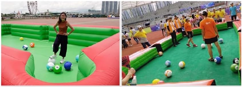 8x5m Inflatable Snooker Football Pool Snooker Table for Events Carnival Games, Red green