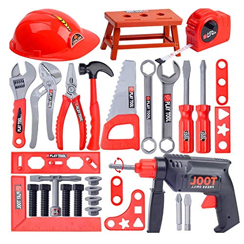 Kapokilly Juego De Caja De Herramientas para Niños, Kit De Reparación De Simulación, Taladro Y Destornillador, Juego De Herramientas, Juego De Juguetes, Juego De Juguetes para Niños Y Niñas Cover