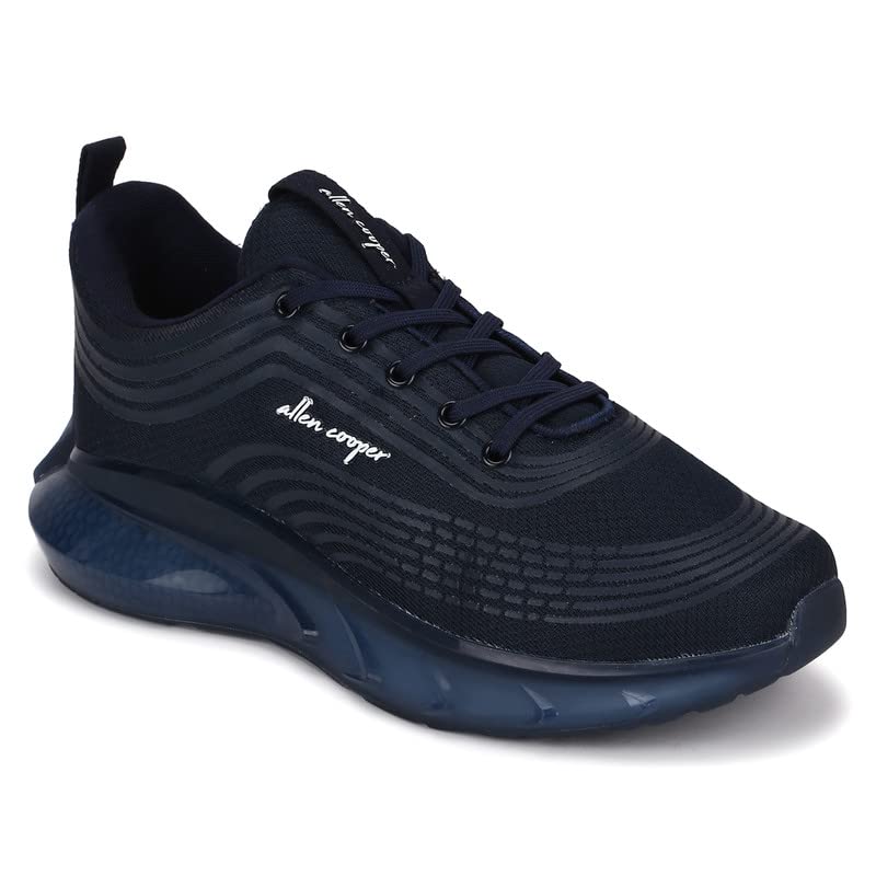Allen CooperTraining,Atheletic,Gym,Sports Comfortable Extra Max Air Capsule Air Cushion with Memory Foam Insole,Anti Skid Tech Grip Walking Shoes for Men(301 Navy/Grey-Sizes 6,7,8,9,10)