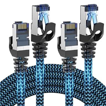 Cat 8 Ethernet Patch Cable 6 ft, 2-Pack, Nylon-Braided RJ45 Cable