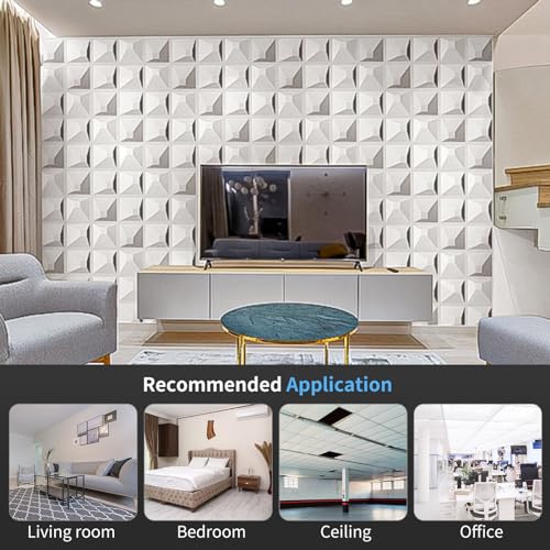 Image of Art3d Decorative 3D Wall Panel, 32 Sq.FT PVC Interior Wall Decor for Living Room, Bedroom, Lobby, Office, Shopping Mall, White