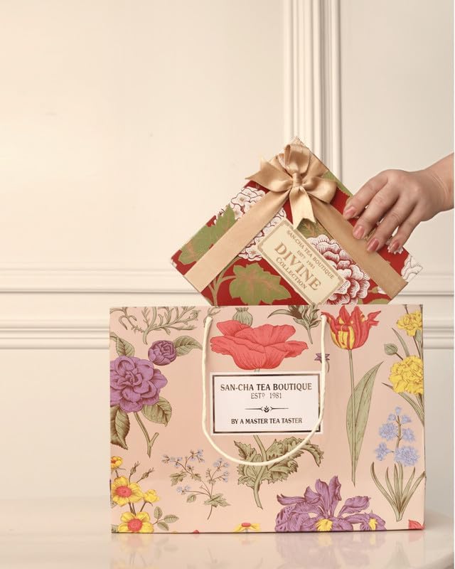 Image of Sancha Tea Boutique Divine Collection Gift Box Assortment - French Earl Grey, Cinnamon & Rose Mint Green Tea, 150gm Loose Leaf, Pack of 3