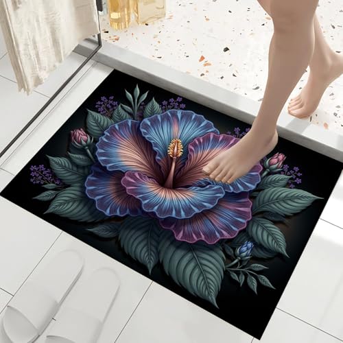 Tapis de sol de bain antidérapant lavable bleu 45x75