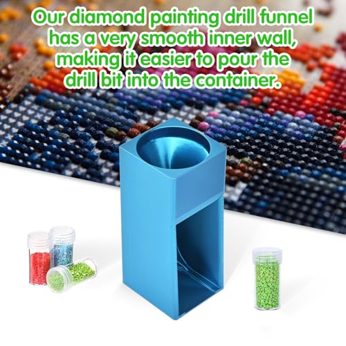 Image of Diamond Painting Organizer,Diamond Painting Drill Funnel for Round Containers,Portable Diamond Art Funnel for Easy Transfer, Diamond Painting Accessories (Silk Porcelain Blue)
