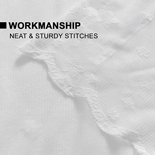 Kotile Lace Curtains 84 Inches Long - Simple Elegant Floral Dots Lace Window Curtains For Bedroom, Scalloped Macrame Sheers See Through Rod Pocket Lace Panel Curtains, 52 X 84 Inch, 2 Panels, White #TOP7